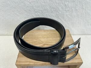 Bachrach Black Leather Belt Men's Dress Belt SZ 38 Polished Silver-Tone Buckle